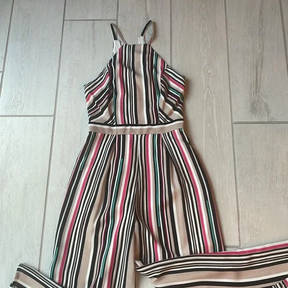 bebe One Piece Sleeveless Jumpsuit in Multi Strip Colors Size 4 - Picture 5 of 10